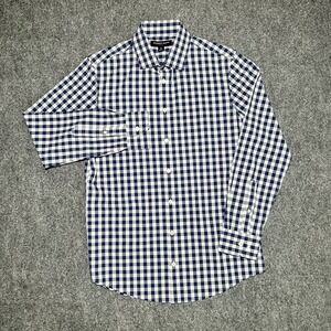 Mizzen+Main Leeward Blue Gingham Performance Dress Shirt Medium Trim Fit
